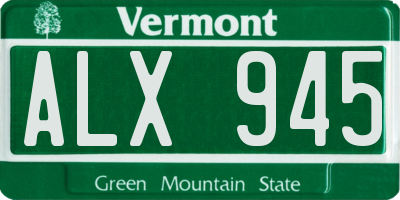 VT license plate ALX945