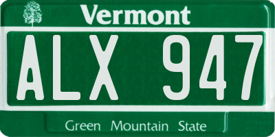 VT license plate ALX947