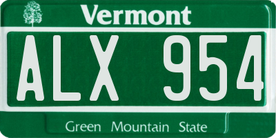 VT license plate ALX954