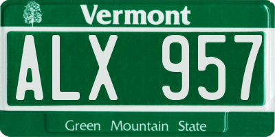 VT license plate ALX957