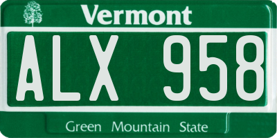VT license plate ALX958