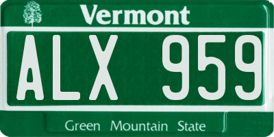 VT license plate ALX959