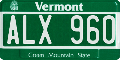 VT license plate ALX960