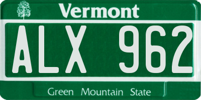 VT license plate ALX962