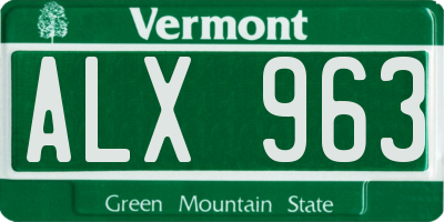 VT license plate ALX963