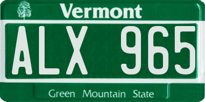 VT license plate ALX965