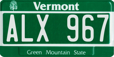 VT license plate ALX967