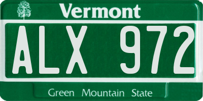 VT license plate ALX972
