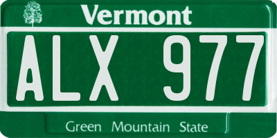 VT license plate ALX977