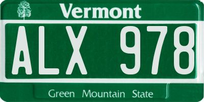 VT license plate ALX978