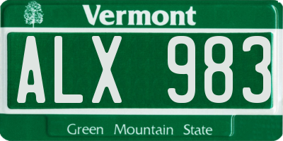 VT license plate ALX983