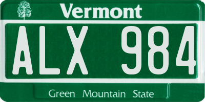VT license plate ALX984