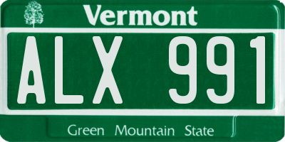 VT license plate ALX991