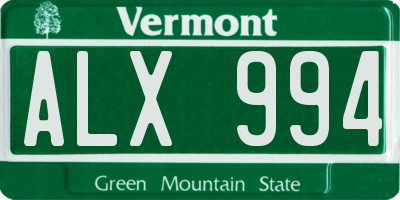 VT license plate ALX994