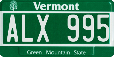 VT license plate ALX995