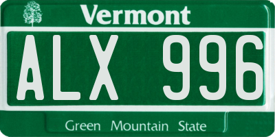 VT license plate ALX996