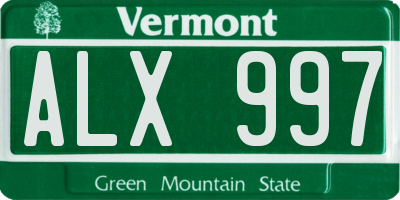 VT license plate ALX997