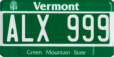 VT license plate ALX999