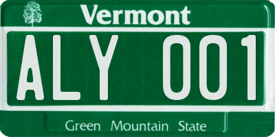 VT license plate ALY001