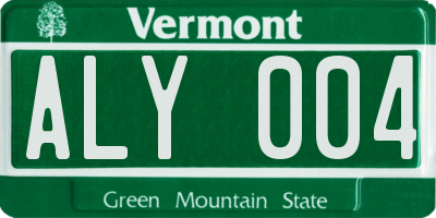 VT license plate ALY004