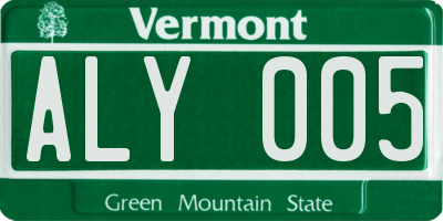 VT license plate ALY005