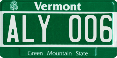VT license plate ALY006