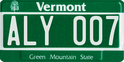 VT license plate ALY007