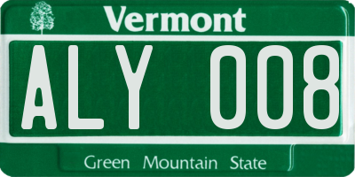 VT license plate ALY008