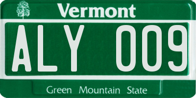 VT license plate ALY009