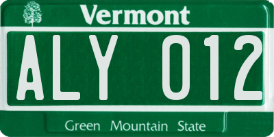 VT license plate ALY012