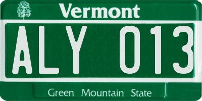 VT license plate ALY013