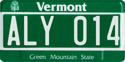 VT license plate ALY014