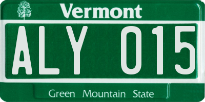 VT license plate ALY015