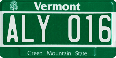 VT license plate ALY016