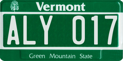 VT license plate ALY017