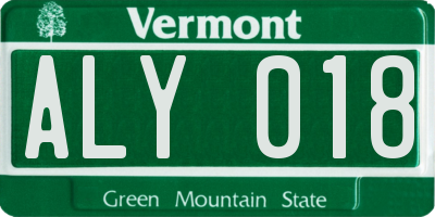 VT license plate ALY018