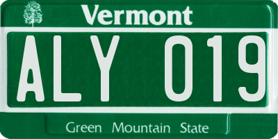 VT license plate ALY019