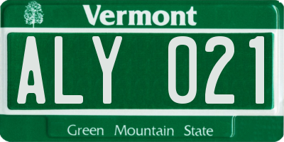 VT license plate ALY021