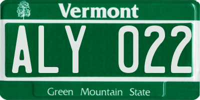 VT license plate ALY022