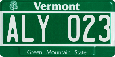 VT license plate ALY023