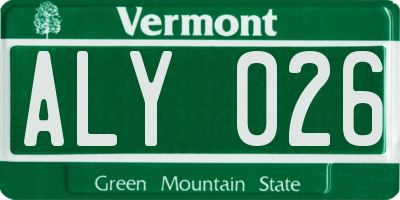 VT license plate ALY026