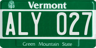 VT license plate ALY027