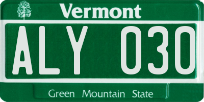 VT license plate ALY030