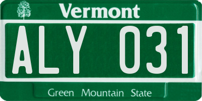 VT license plate ALY031