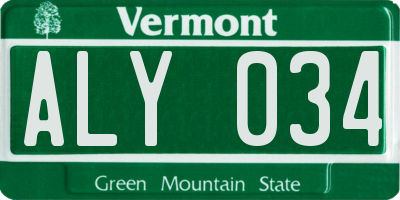 VT license plate ALY034