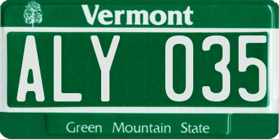 VT license plate ALY035