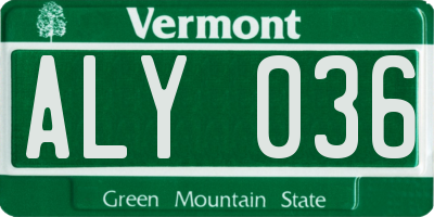 VT license plate ALY036