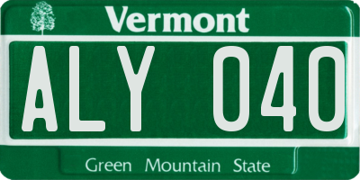 VT license plate ALY040
