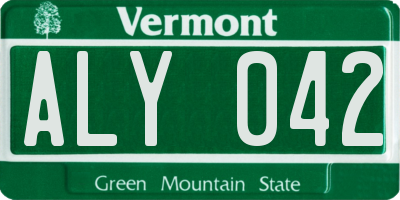 VT license plate ALY042