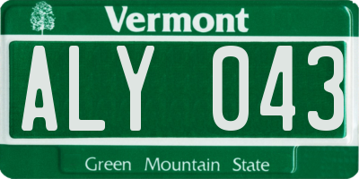 VT license plate ALY043